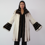 Brown-ivory mink coat with demi-buff trimming