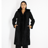 Astrakhan black coat with mink trimming