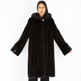 Ranch mink coat with hood