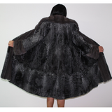 Astrakhan Anthracite coat with mink trimming