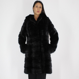 Black mink coat with hood