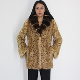Animal print stamped mink jacket