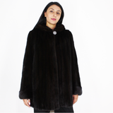 Black mink jacket with hood