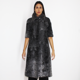 Astrakhan grey vest with silver grey mink collar