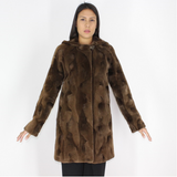 Demi-buff shaved mink pieces ¾ coat