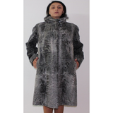 Astrakhan grey coat with astronaut hood