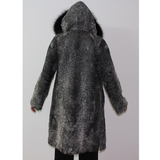 Astrakhan grey coat with hood