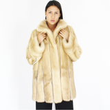  Pastel mink jacket with leather stripes