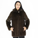 Colored Khaki mink jacket with hood