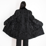 Astrakhan black coat with mink collar