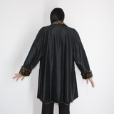 Black wild silk and Ocelot Double-face coat