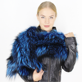 Electric Blue colored silver fox stole/scarf