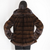 Demi-buff mink jacket with hood