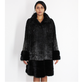 Astrakhan Anthracite coat with mink trimming