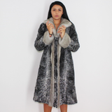 Astrakhan grey coat with sapphire mink trimming