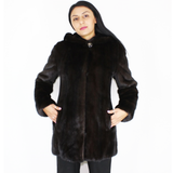 Black-ranch mink jacket with hood