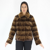 Demi-buff shaved mink pieces jacket