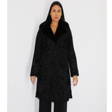 Astrakhan black coat with mink collar