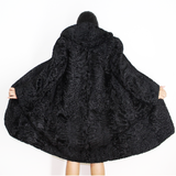 Astrakhan black coat with hood