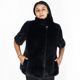 Blue-black colored mink vest