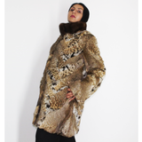 Lynx pieces coat with mink collar