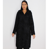 Astrakhan black coat with astronaut hood