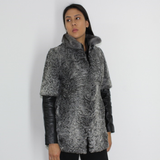 Grey Astrakhan vest with mink collar