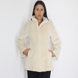 Ivory shaved mink jacket