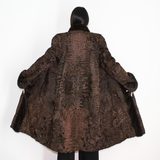 Astrakhan brown coat with brown mink trimming