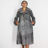 Astrakhan Broadtail grey coat with grey mink trimming