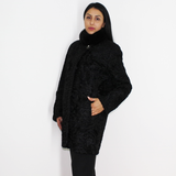 Astrakhan black jacket with mink collar