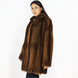 Wild-glow mink ¾ coat with hood