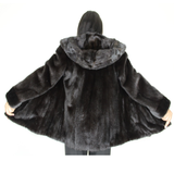 Black mink jacket with hood