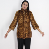 Animal print stamped mink jacket