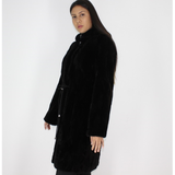 Black shaved mink pieces coat with hood