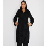 Astrakhan black coat with astronaut hood