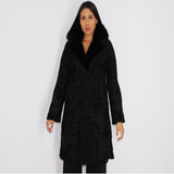 Astrakhan black coat with mink collar