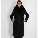 Astrakhan black coat with fox collar