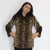 Ocelot jacket with mink collar