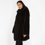 Demi-buff mink ¾ coat with hood