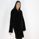 Black shaved mink pieces coat