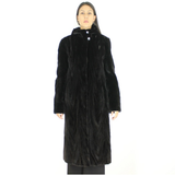 Black shaved mink pieces coat with hood