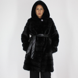 Black mink coat with hood
