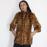 Animal print stamped mink jacket