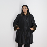 Black wild silk and Ocelot Double-face coat