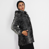 Astrakhan grey anthracite jacket with hood