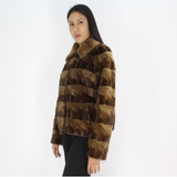 Demi-buff shaved mink pieces jacket