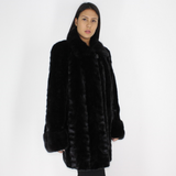 Black mink pat jacket with mink trimming