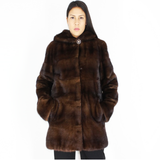 Demi-buff mink jacket with hood