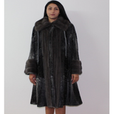 Astrakhan Anthracite coat with mink trimming